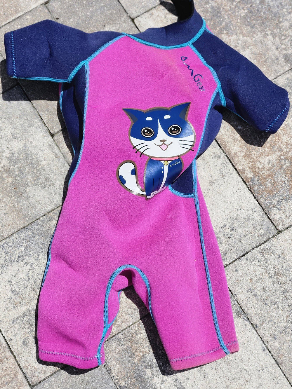 Kids' Pink & Navy Cat One-Piece Wetsuit